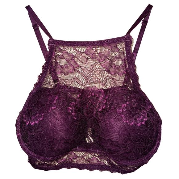 34C Marilyn Monroe Intimates Bralette Push Up Padded Bra Longline Purple Top - Picture 1 of 6